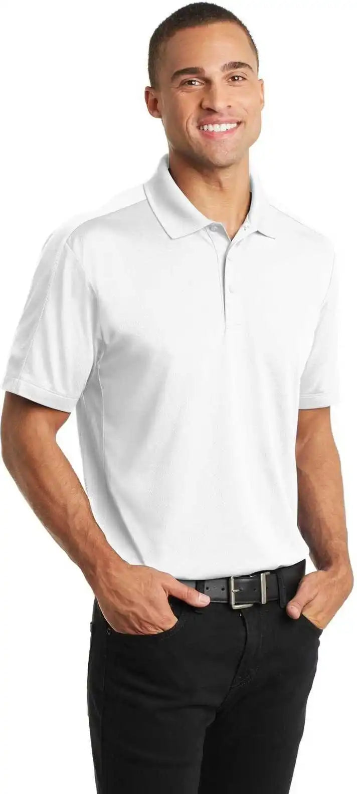 Port Authority K569 Diamond Jacquard Polo White