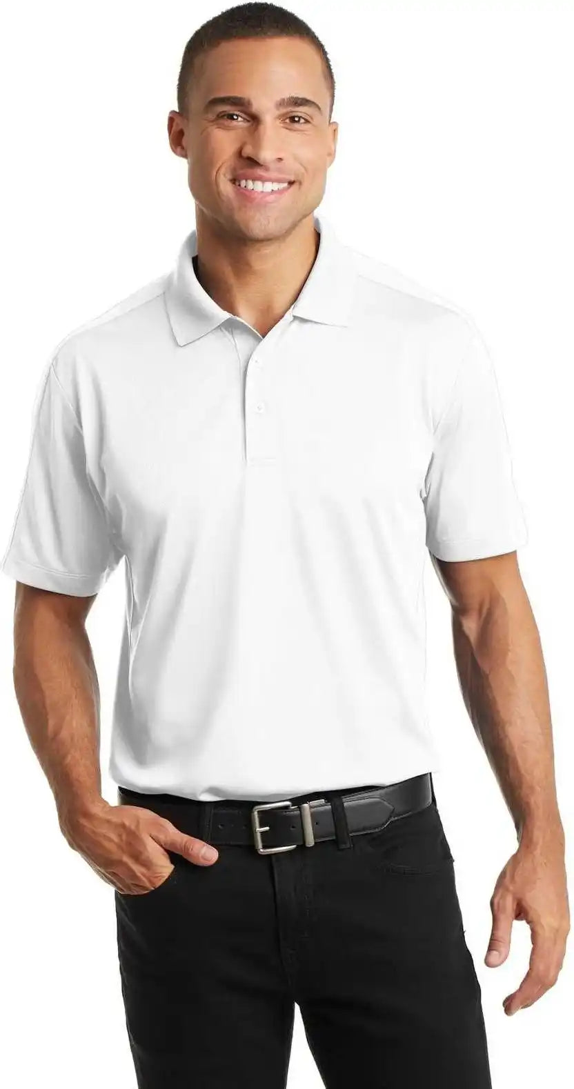 Port Authority K569 Diamond Jacquard Polo White