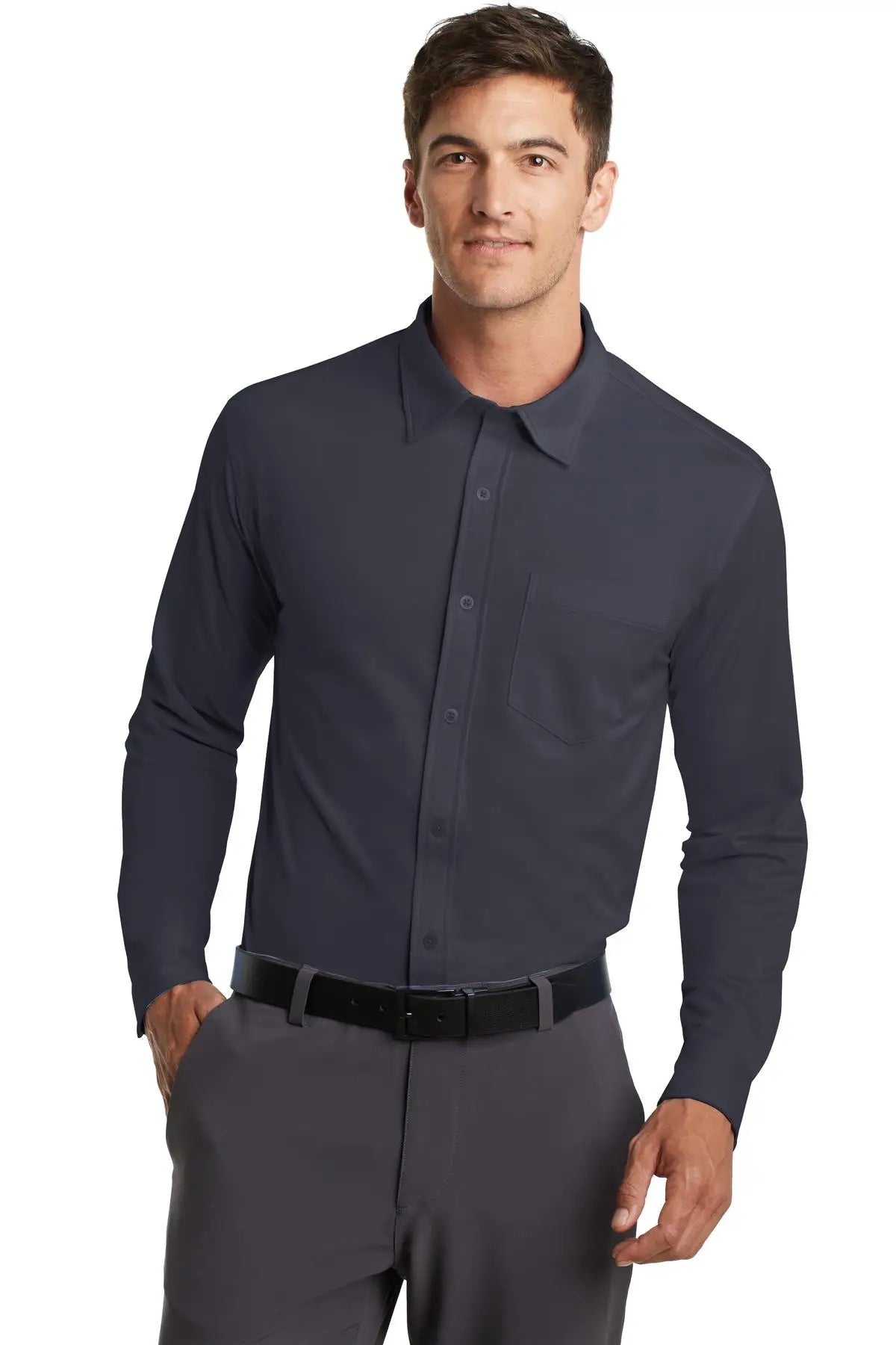 Port Authority K570 Dimension Knit Dress Shirt - Battleship Gray