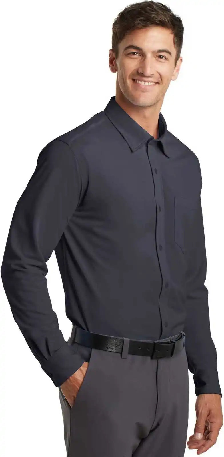 Port Authority K570 Dimension Knit Dress Shirt Battleship Gray