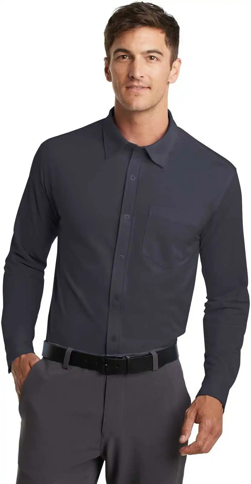 Port Authority K570 Dimension Knit Dress Shirt - Battleship Gray
