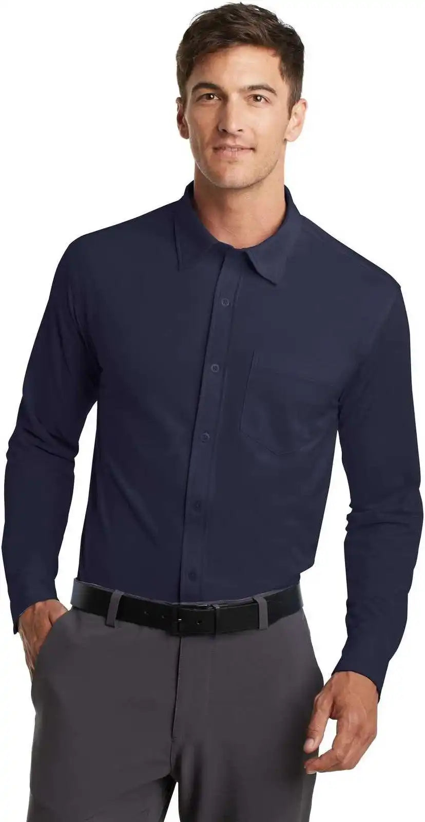 Port Authority K570 Dimension Knit Dress Shirt Dark Navy