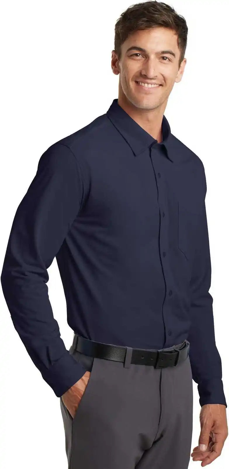 Port Authority K570 Dimension Knit Dress Shirt Dark Navy