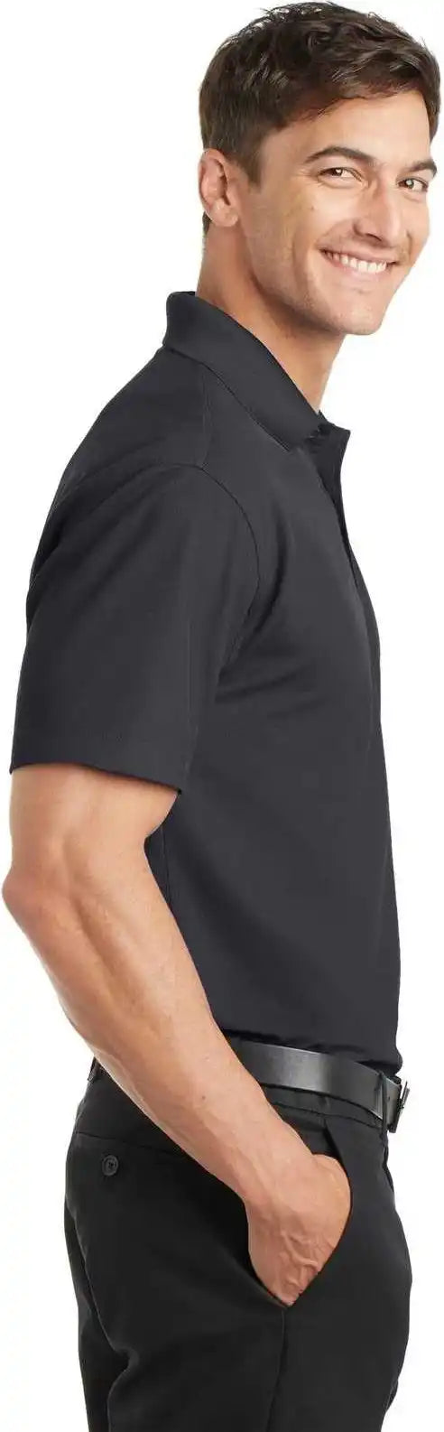 Port Authority K572 Dry Zone Grid Polo Battleship Gray