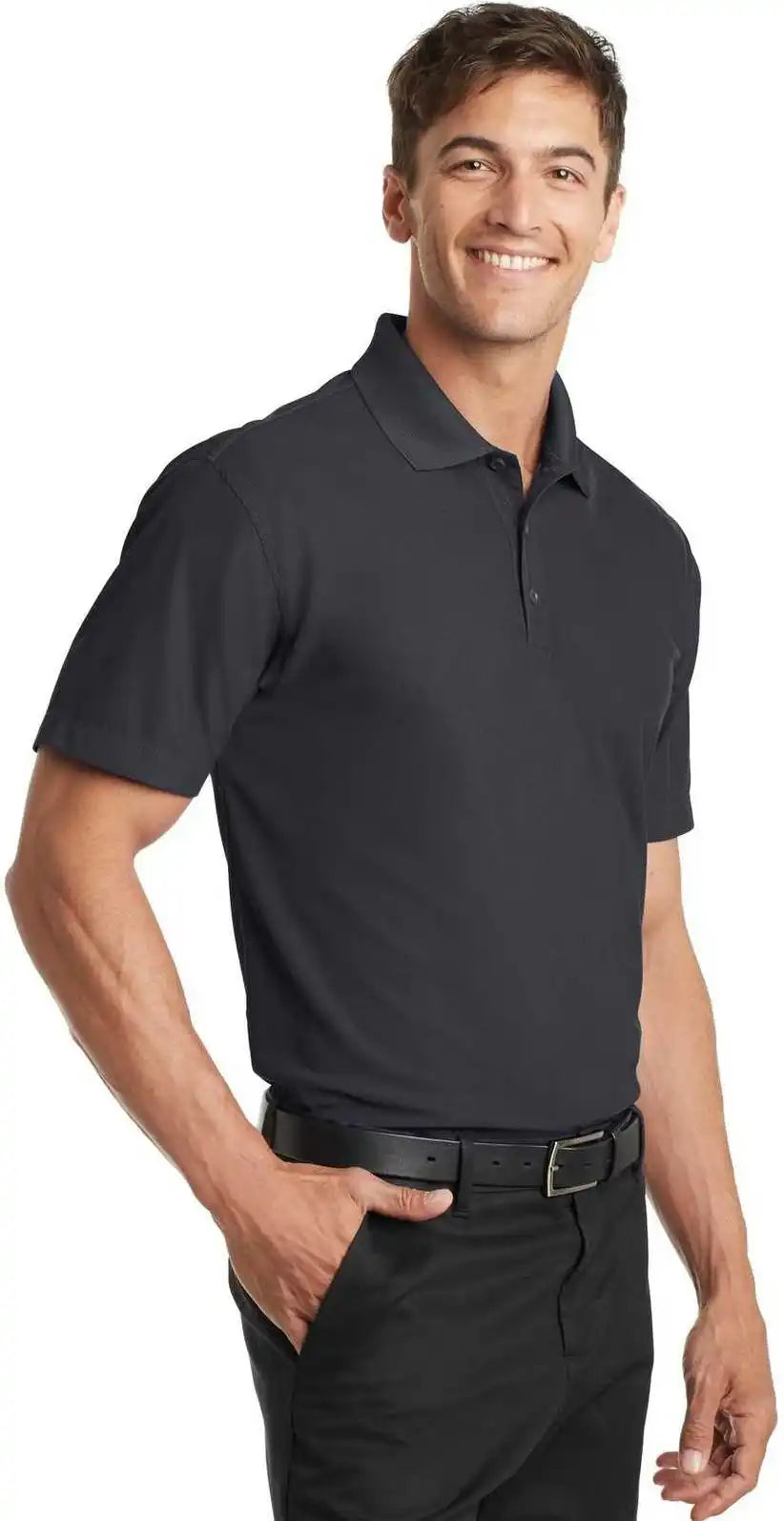 Port Authority K572 Dry Zone Grid Polo Battleship Gray