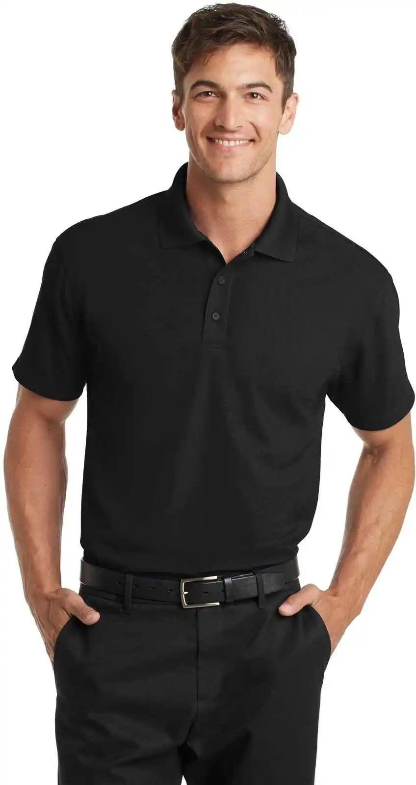 Port Authority K572 Dry Zone Grid Polo Black
