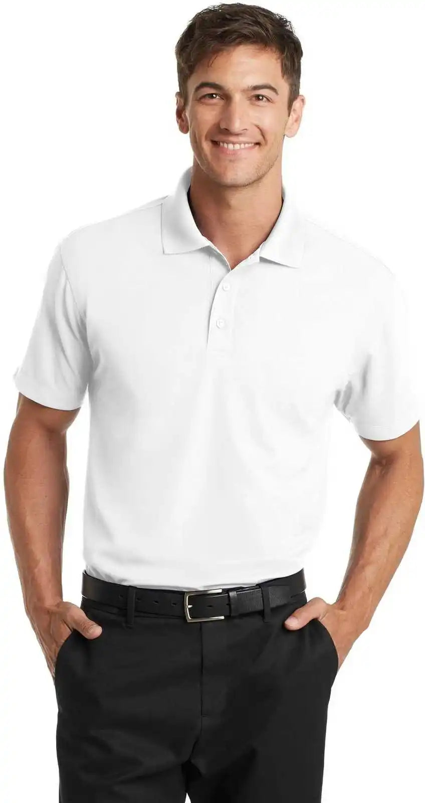 Port Authority K572 Dry Zone Grid Polo White