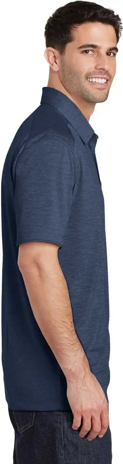 Port Authority K574 Digi Heather Performance Polo Dress Blue Navy