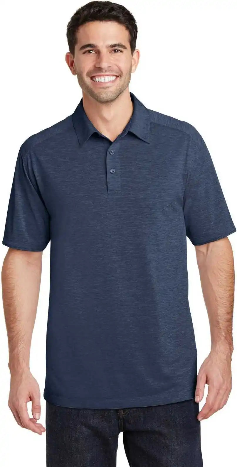 Port Authority K574 Digi Heather Performance Polo Dress Blue Navy