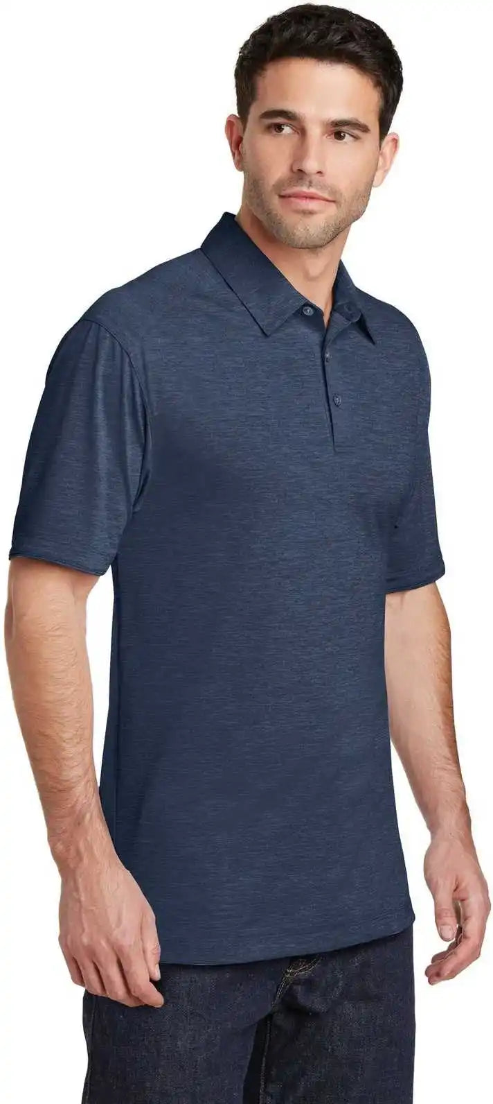 Port Authority K574 Digi Heather Performance Polo Dress Blue Navy