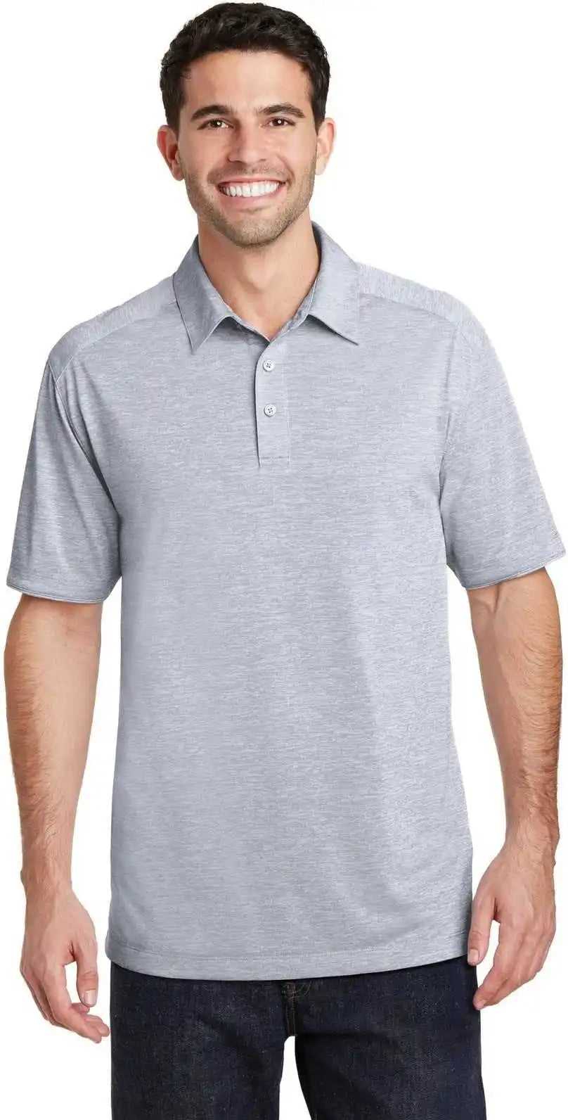 Port Authority K574 Digi Heather Performance Polo - Light Gray