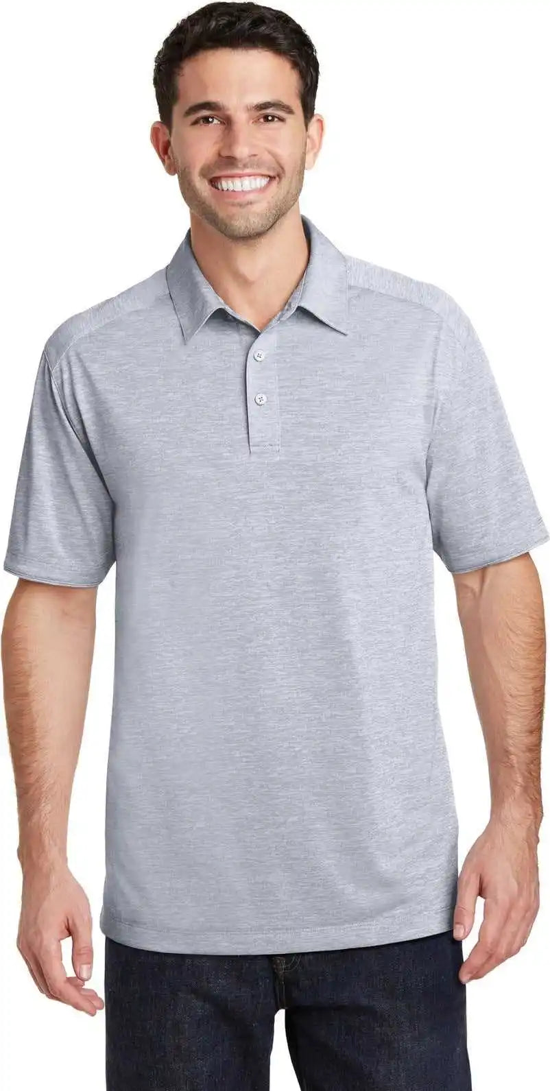 Port Authority K574 Digi Heather Performance Polo - Light Grey