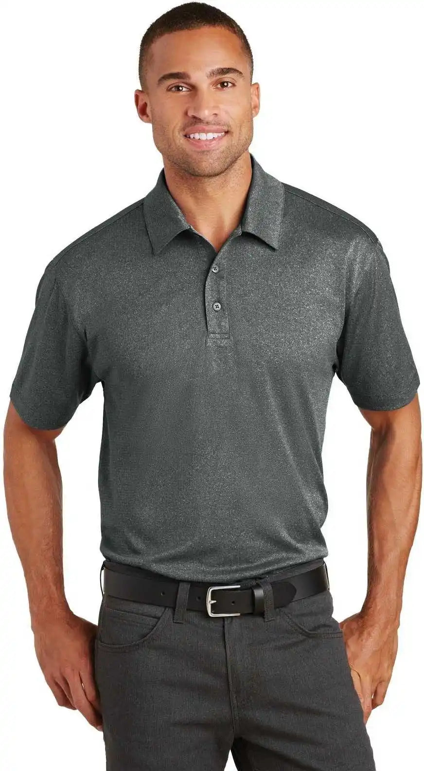 Port Authority K576 Trace Heather Polo Charcoal