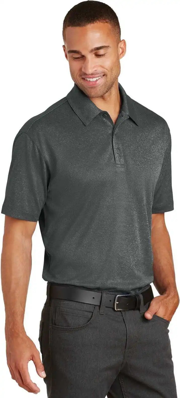 Port Authority K576 Trace Heather Polo Charcoal