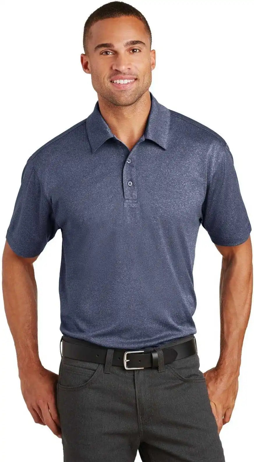 Port Authority K576 Trace Heather Polo True Navy