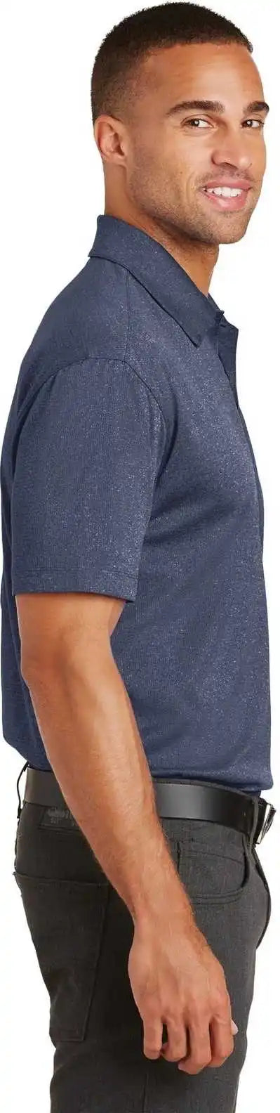 Port Authority K576 Trace Heather Polo True Navy