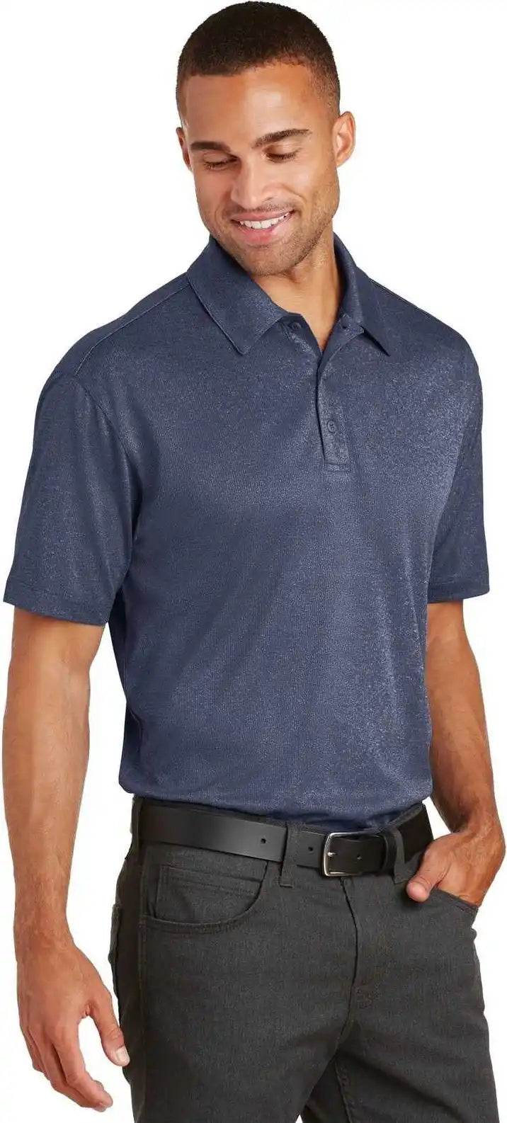 Port Authority K576 Trace Heather Polo True Navy