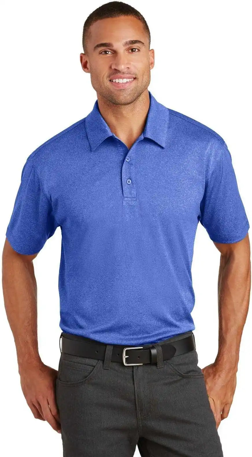 Port Authority K576 Trace Heather Polo True Royal