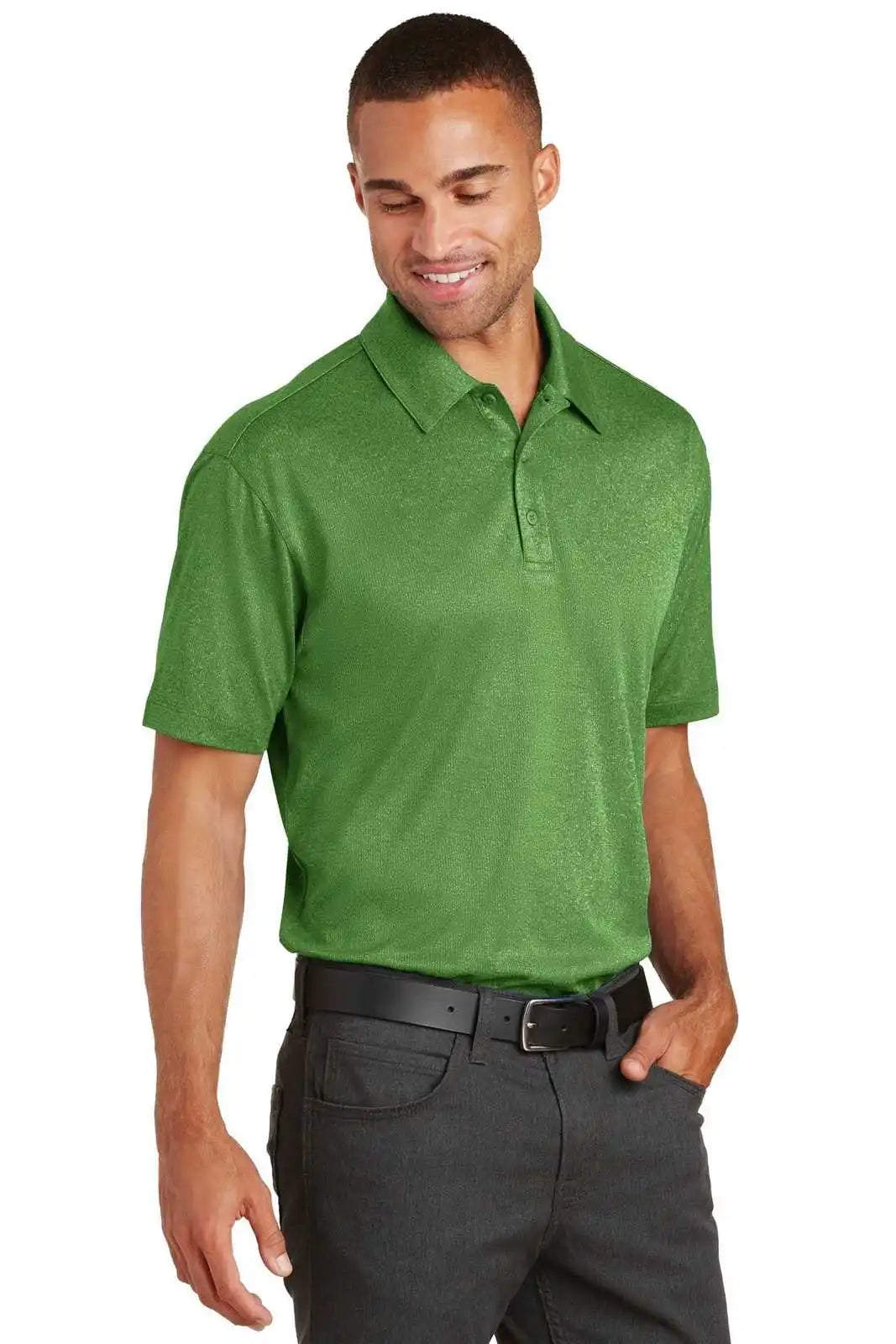 Port Authority K576 Trace Heather Polo - Vine Green
