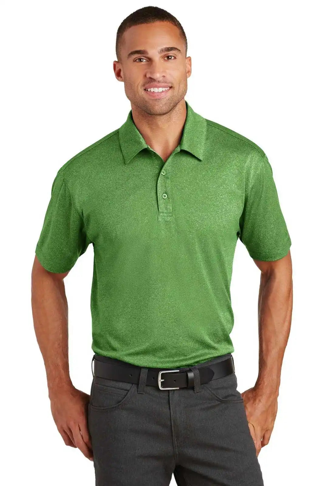 Port Authority K576 Trace Heather Polo - Vine Green