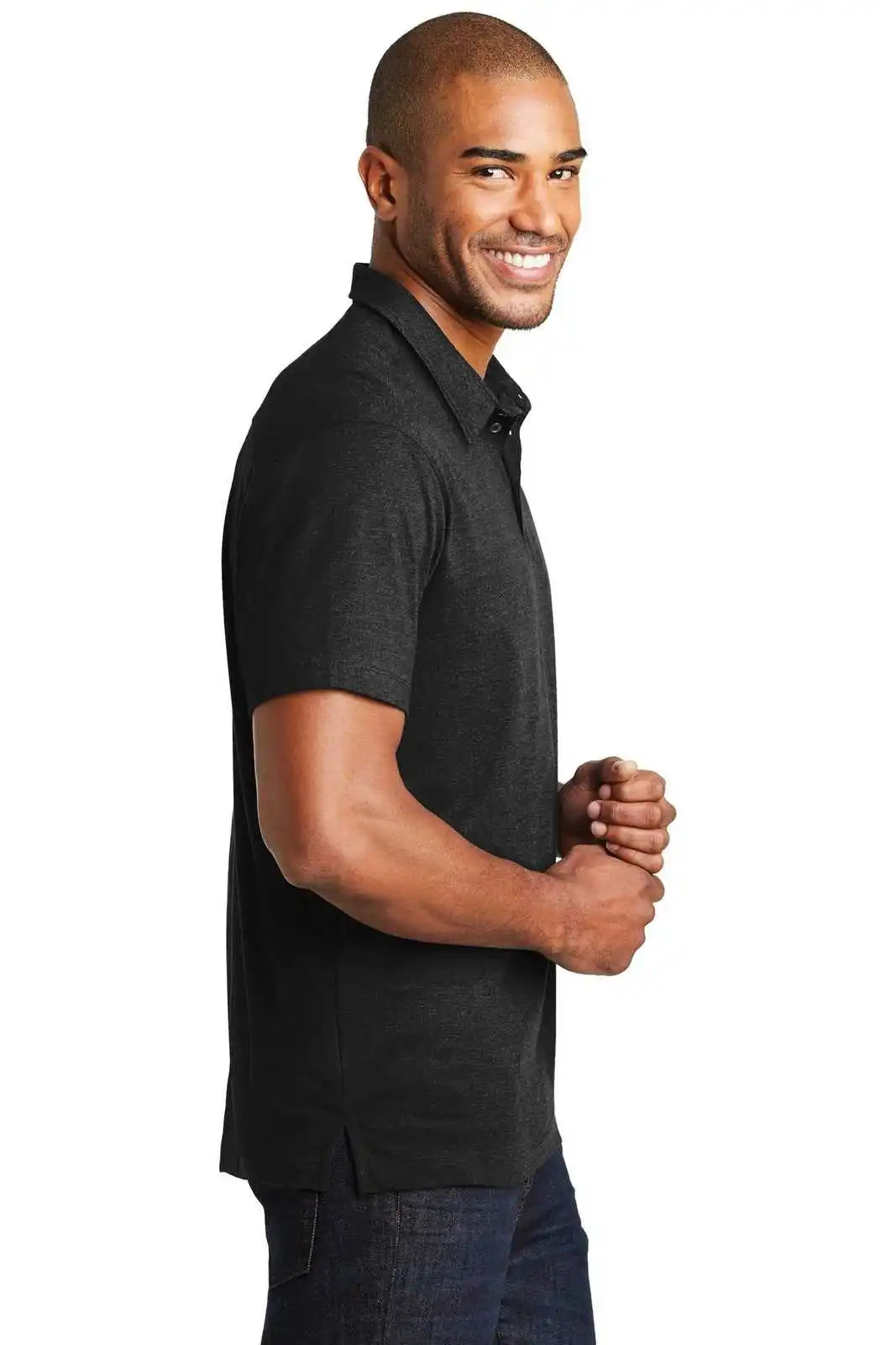 Port Authority K577 Meridian Cotton Blend Polo - Black