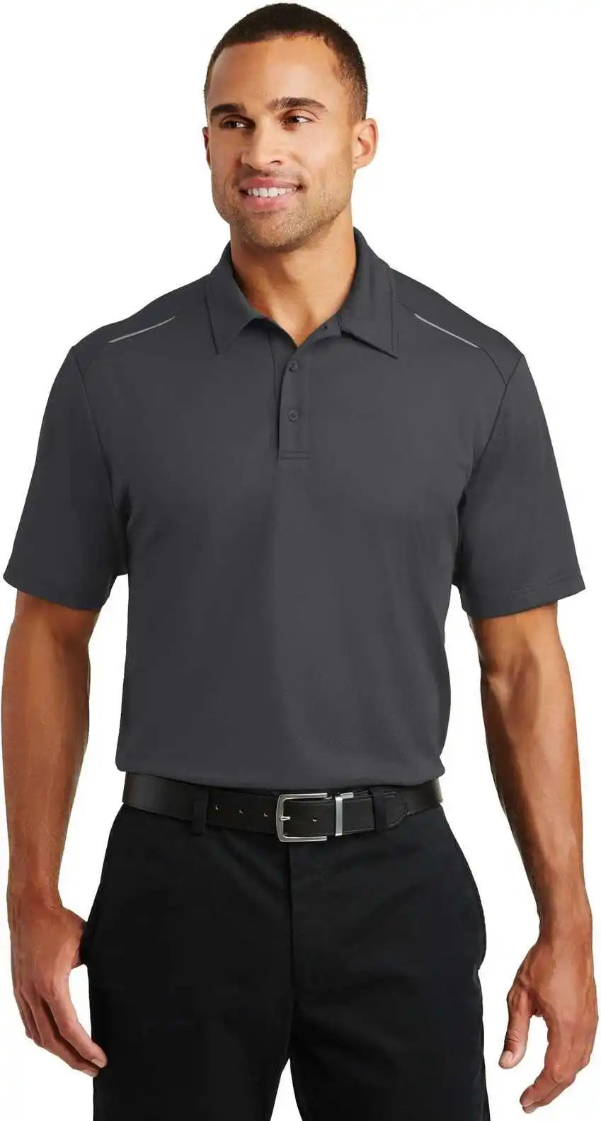 Port Authority K580 Pinpoint Mesh Polo Battleship Gray