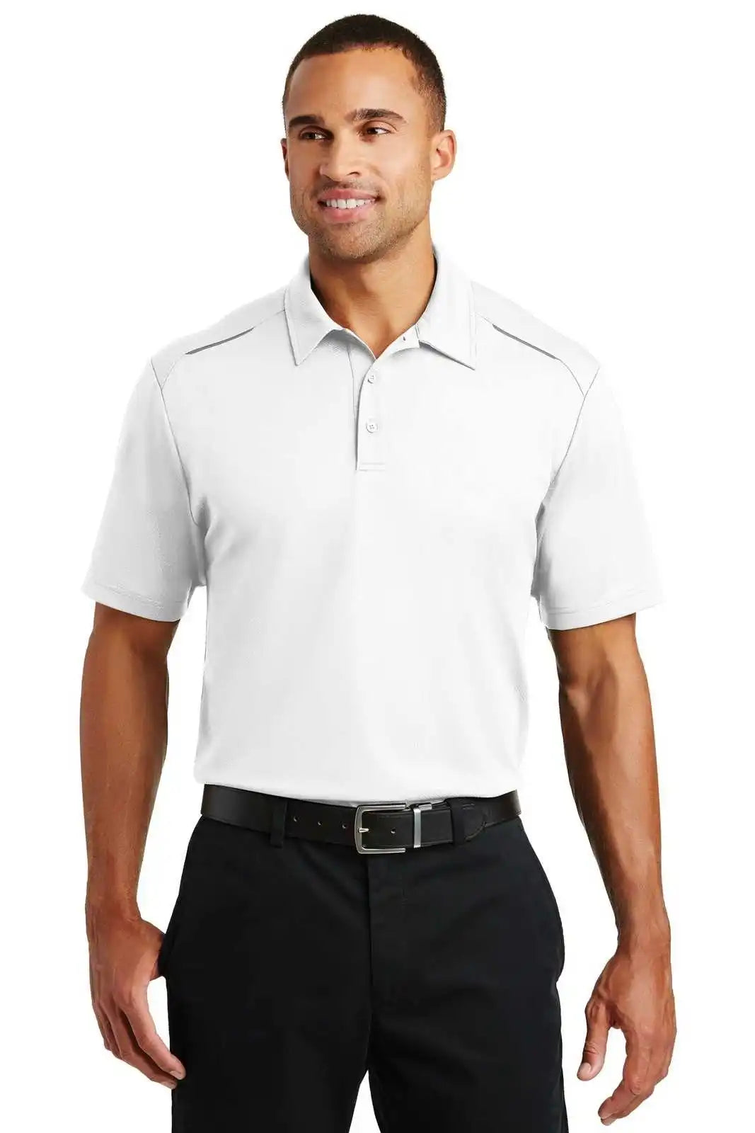 Port Authority K580 Pinpoint Mesh Polo White