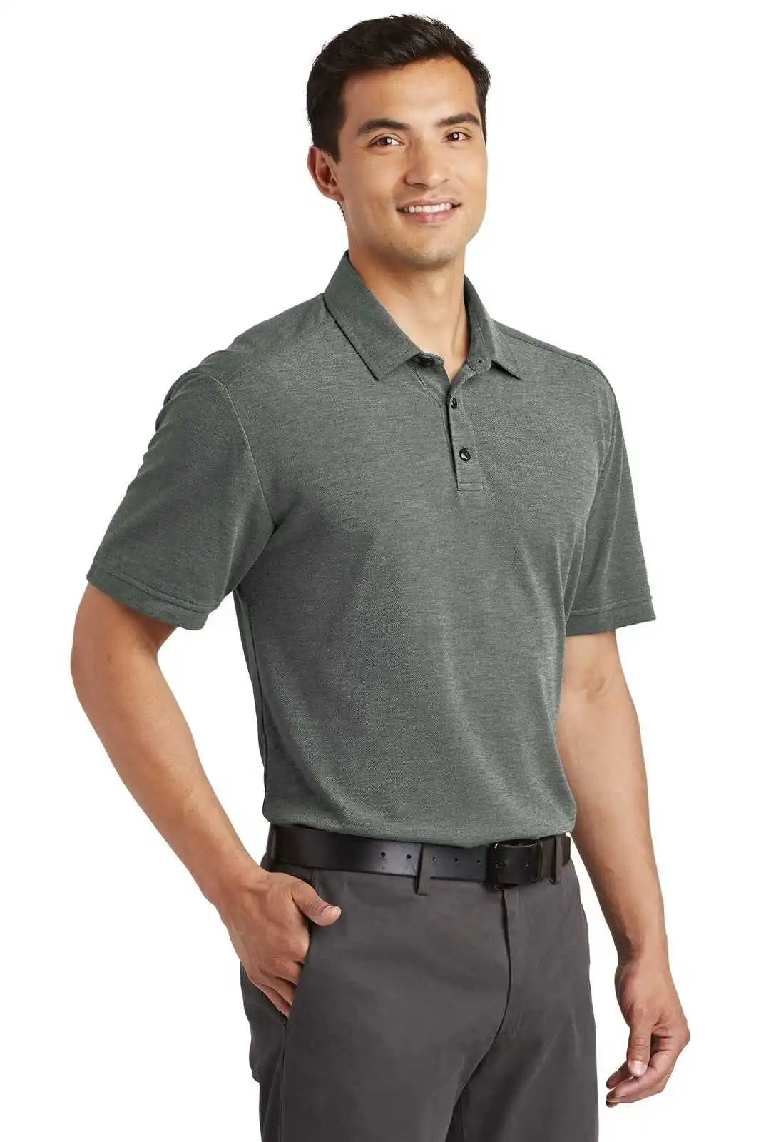 Port Authority K581 Coastal Cotton Blend Polo - Deep Black White