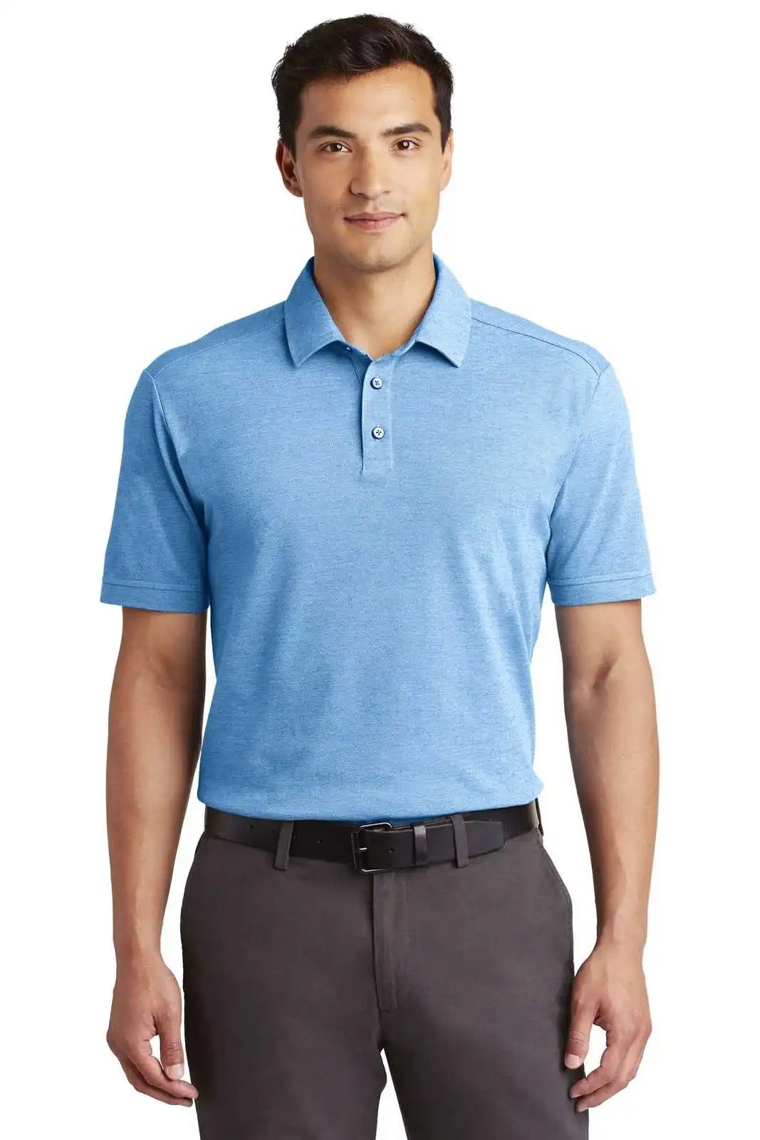 Port Authority K581 Coastal Cotton Blend Polo - Moon Light Blue White