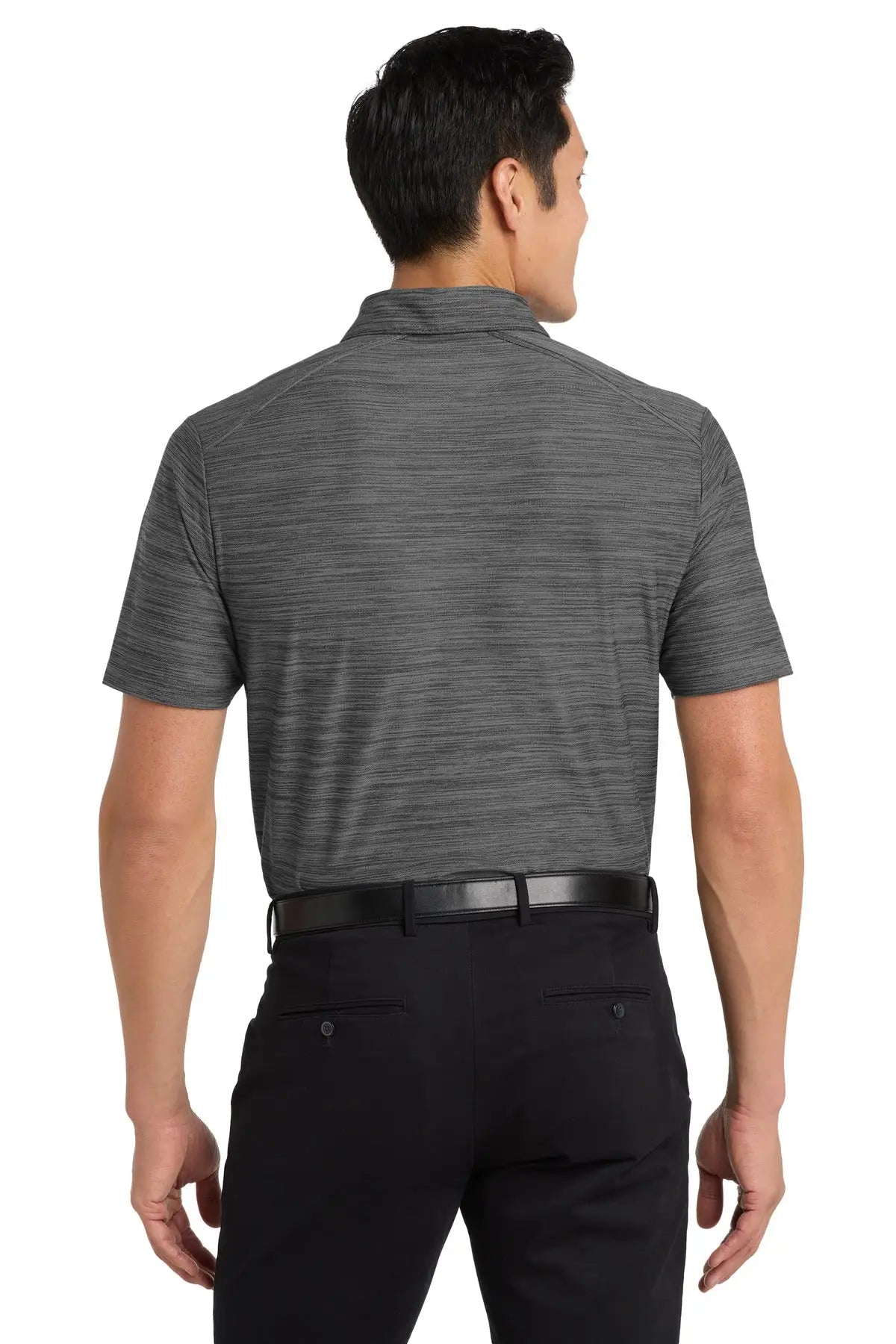 Port Authority K583 Stretch Heather Polo - Black Thunder Gray