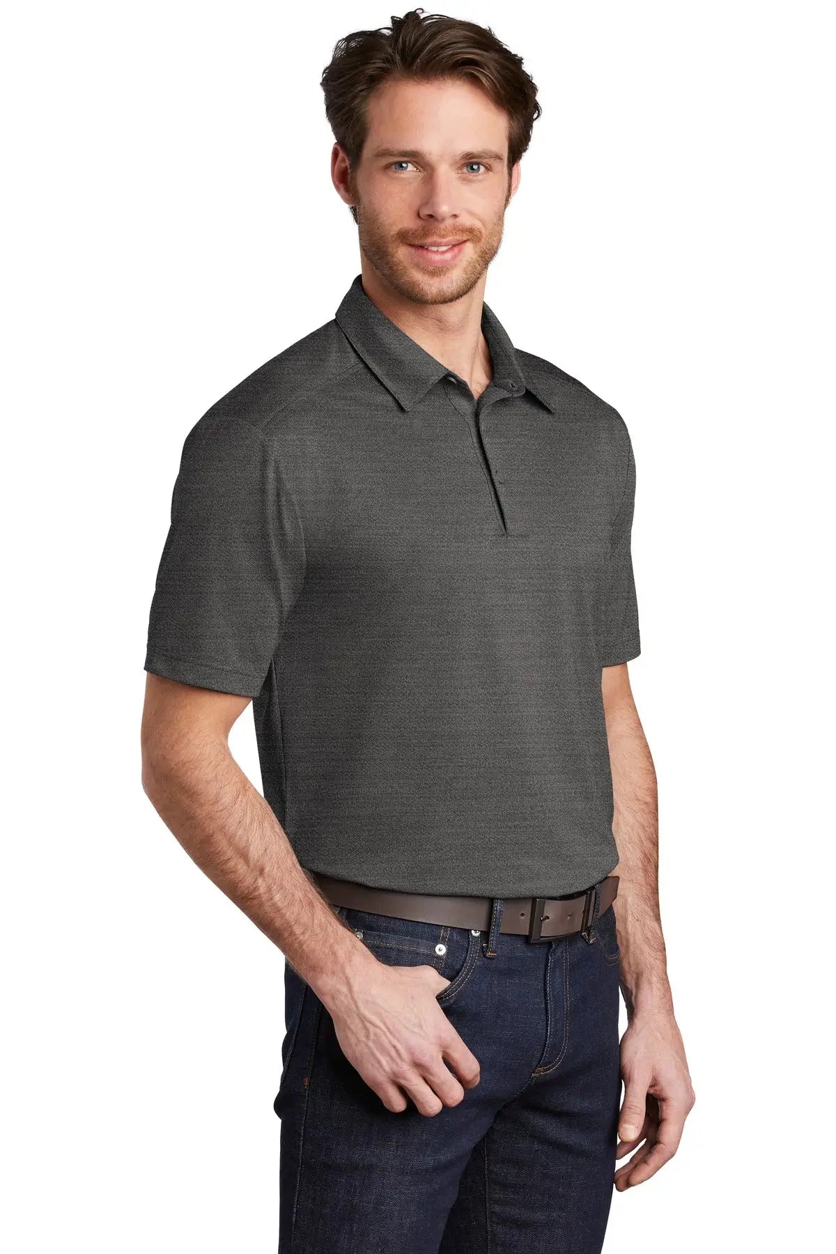 Port Authority K583 Stretch Heather Polo - Black Thunder Gray