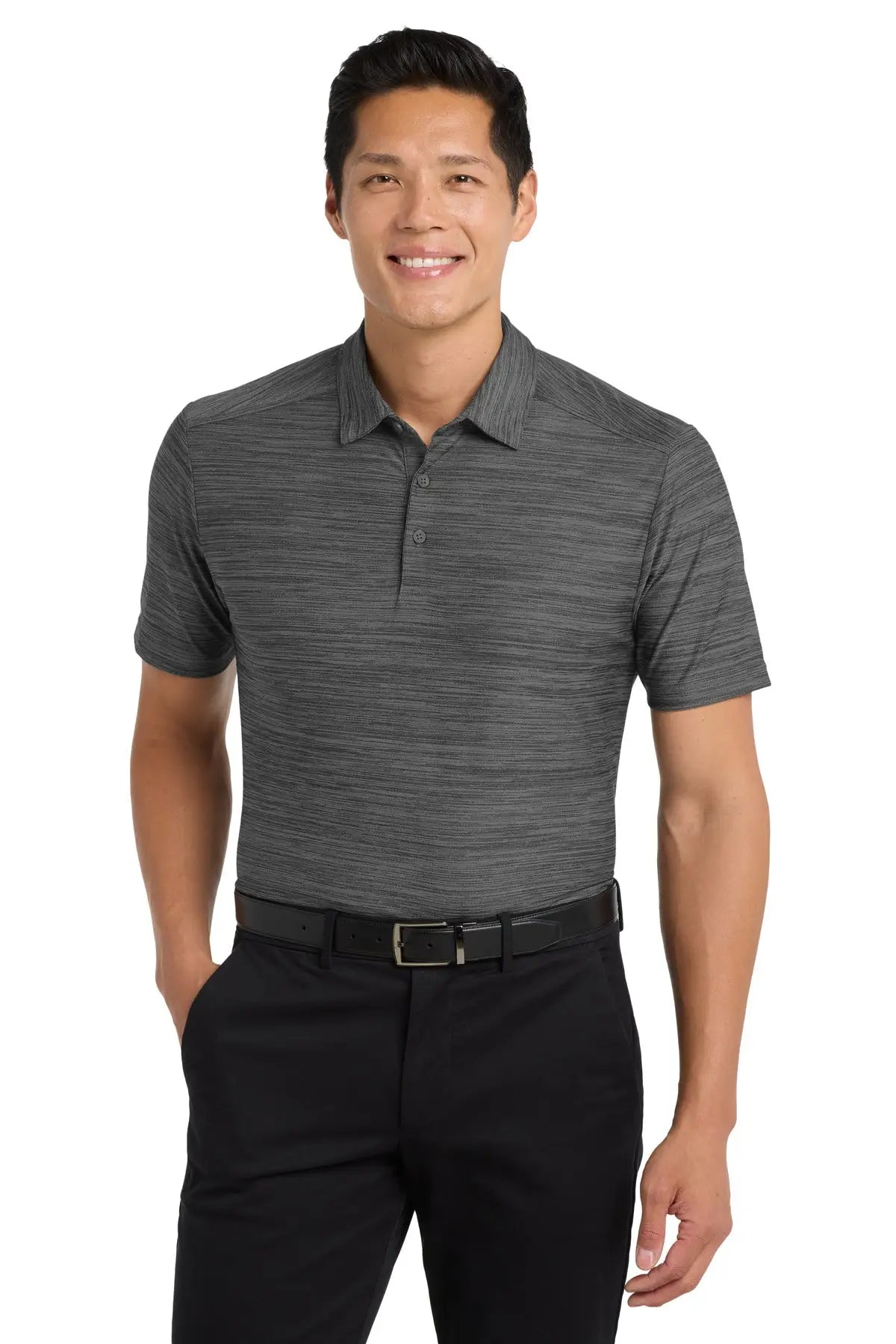 Port Authority K583 Stretch Heather Polo - Black Thunder Gray