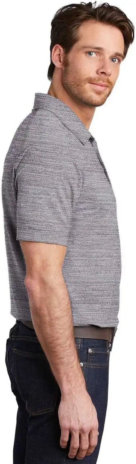 Port Authority K583 Stretch Heather Polo Graphite White