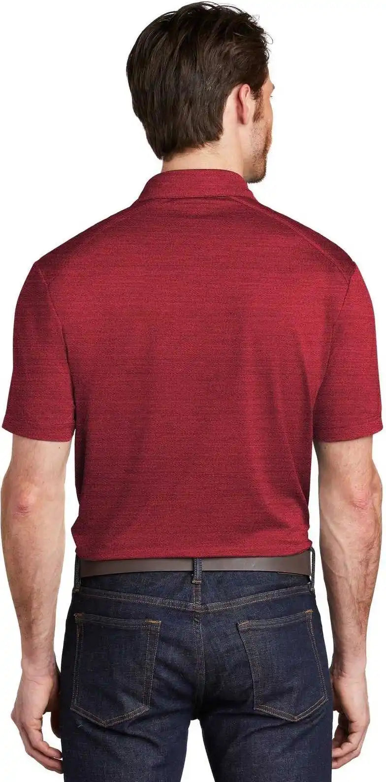 Port Authority K583 Stretch Heather Polo - Red Black