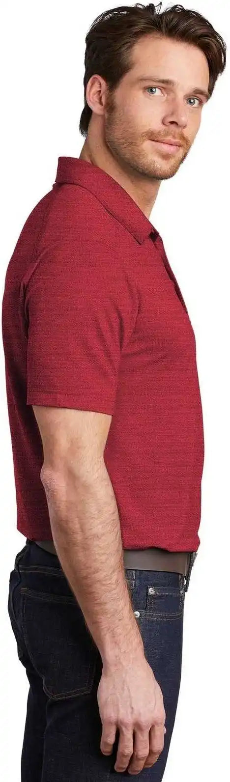 Port Authority K583 Stretch Heather Polo Red Black