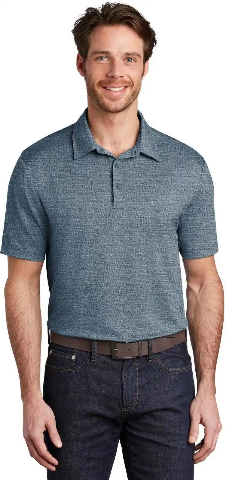 Port Authority K583 Stretch Heather Polo - Regatta Blue Gusty Gray