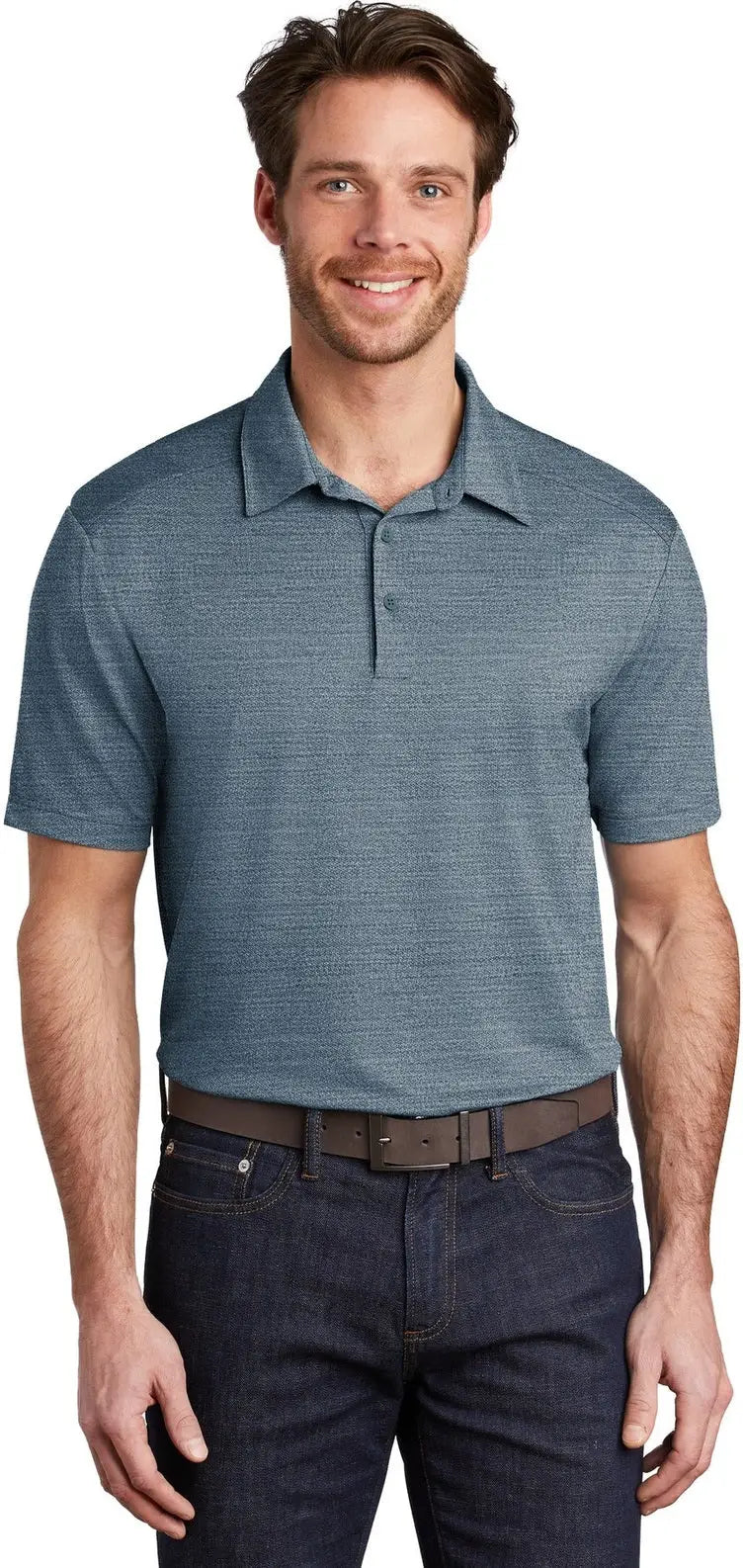 Port Authority K583 Stretch Heather Polo - Regatta Blue Gusty Gray - Blue/ / Adult Xs