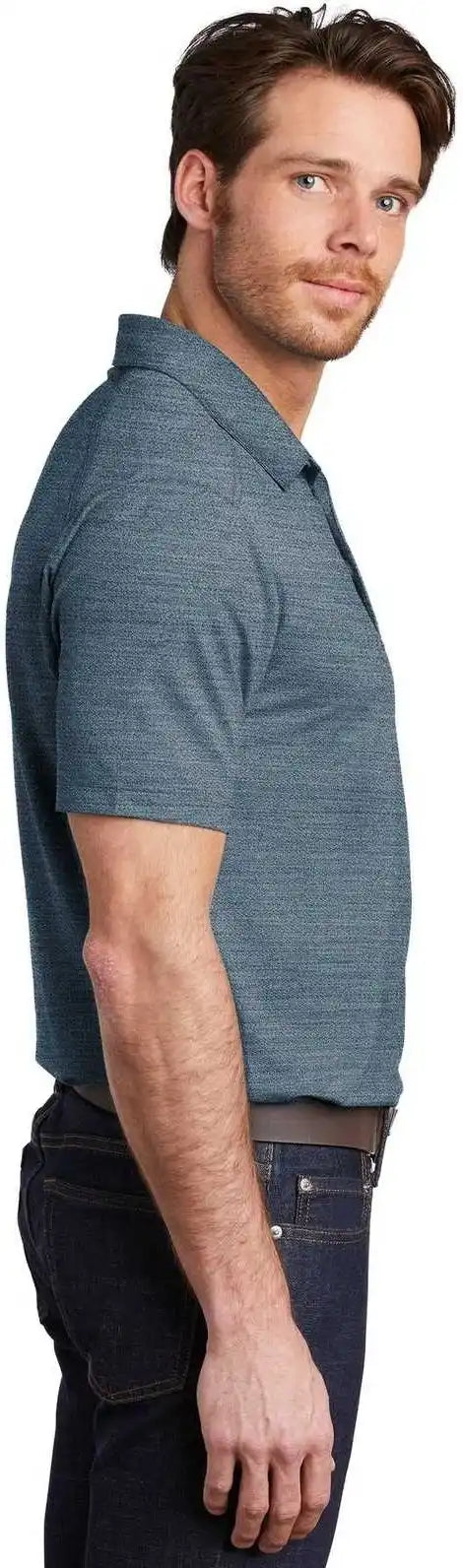 Port Authority K583 Stretch Heather Polo - Regatta Blue Gusty Gray
