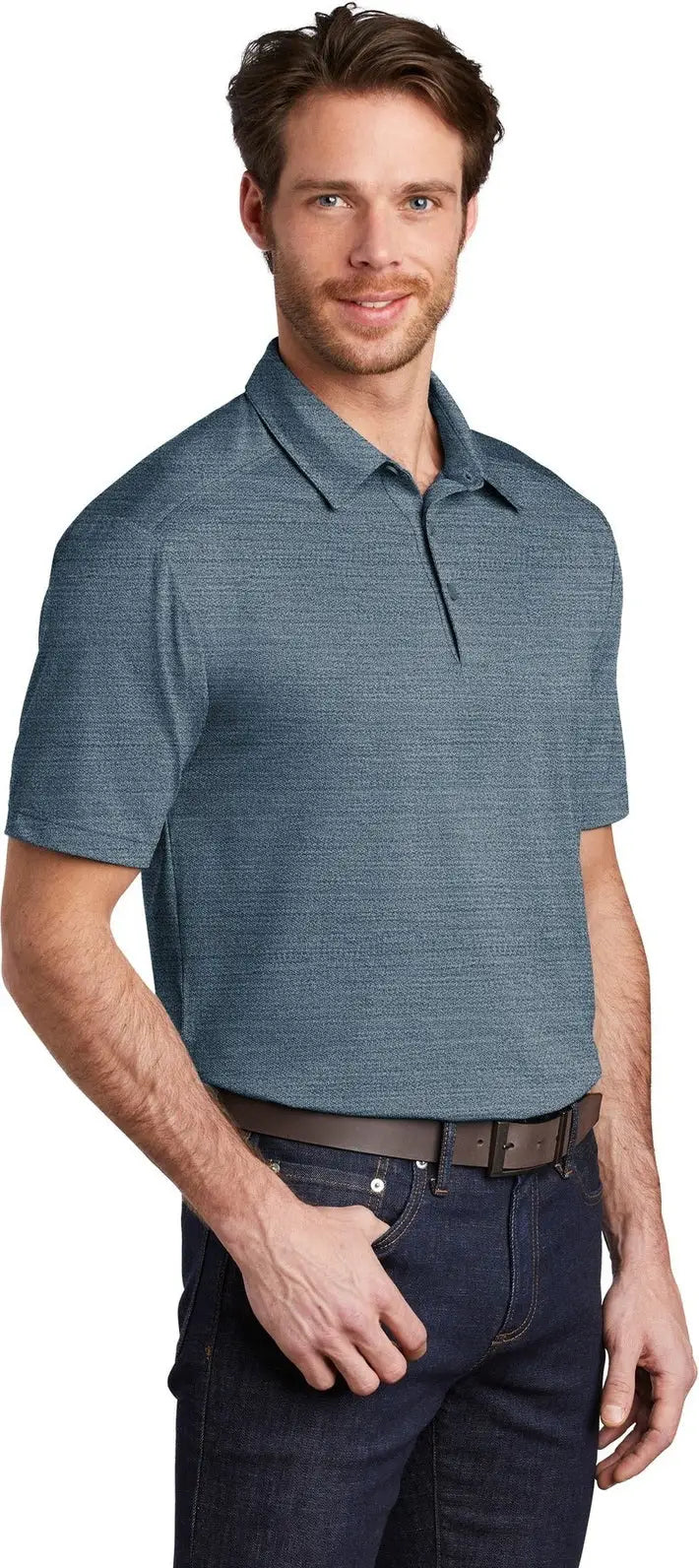 Port Authority K583 Stretch Heather Polo - Regatta Blue Gusty Gray