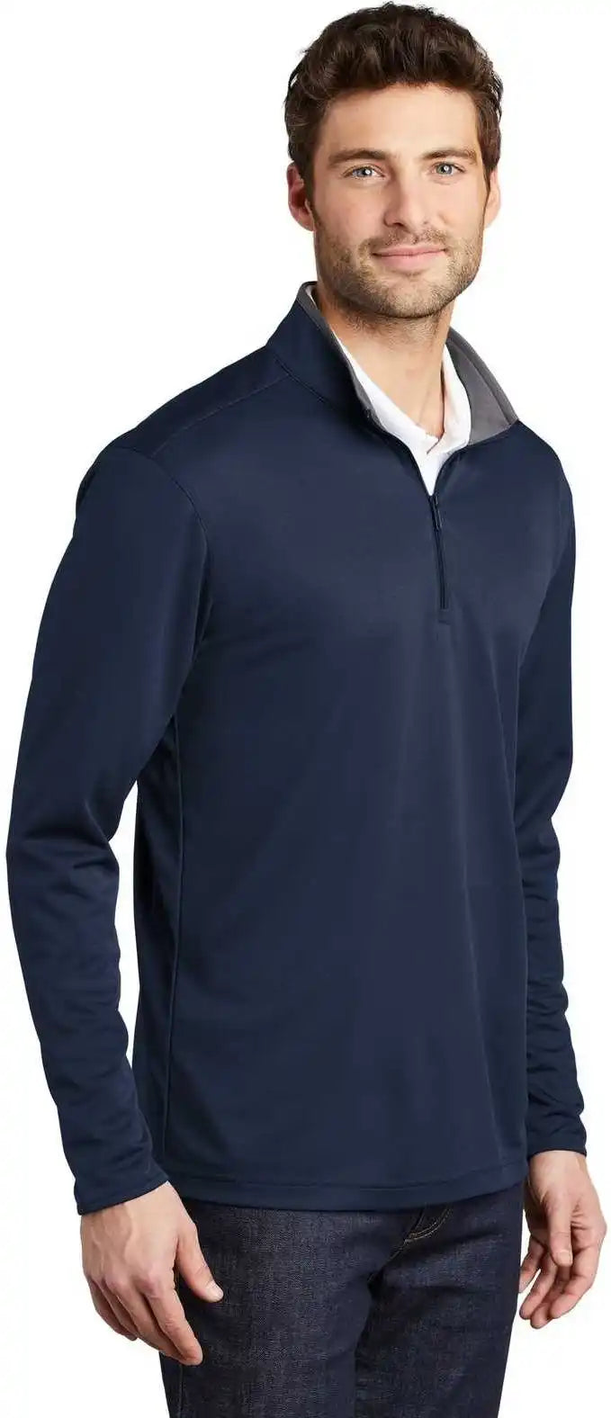 Port Authority K584 Silk Touch Performance 1/4-zip K584navy Steel Gray