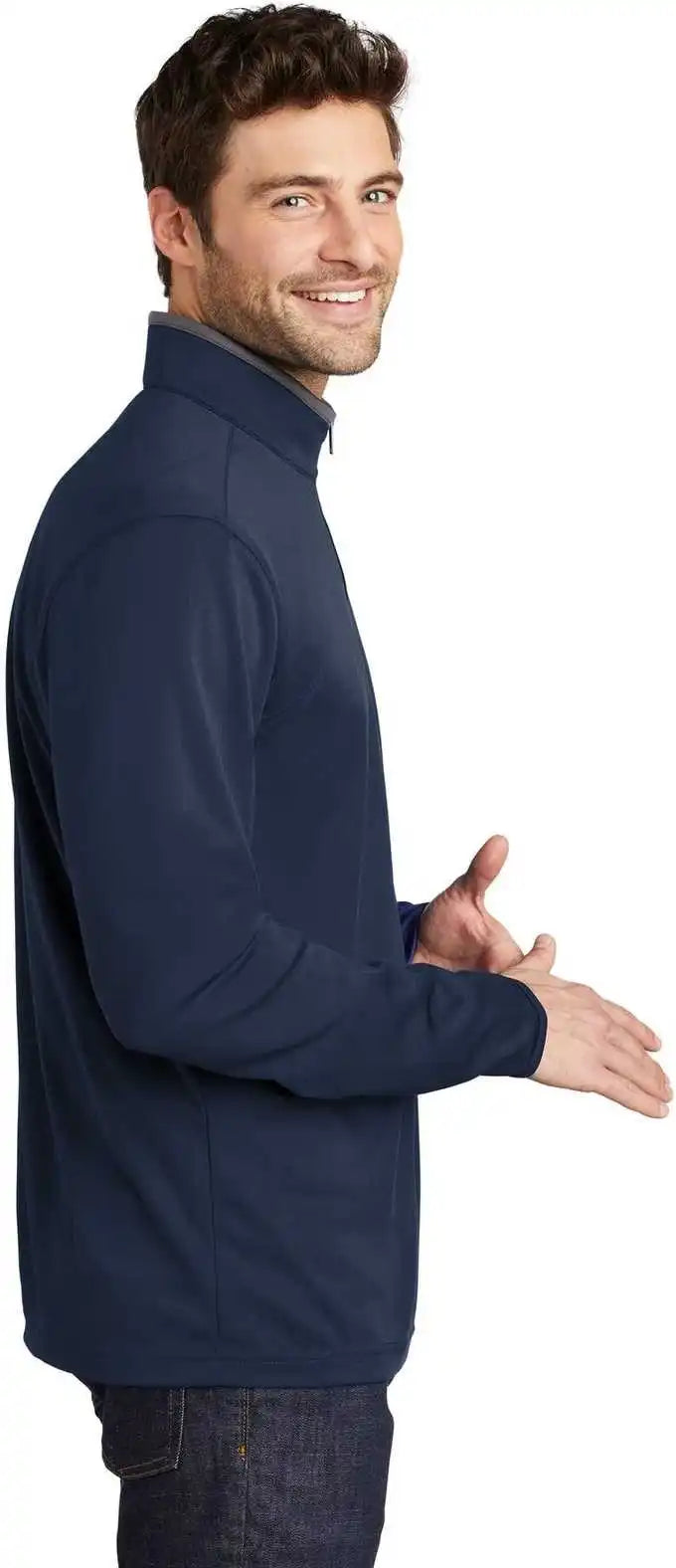Port Authority K584 Silk Touch Performance 1/4-zip K584navy Steel Gray