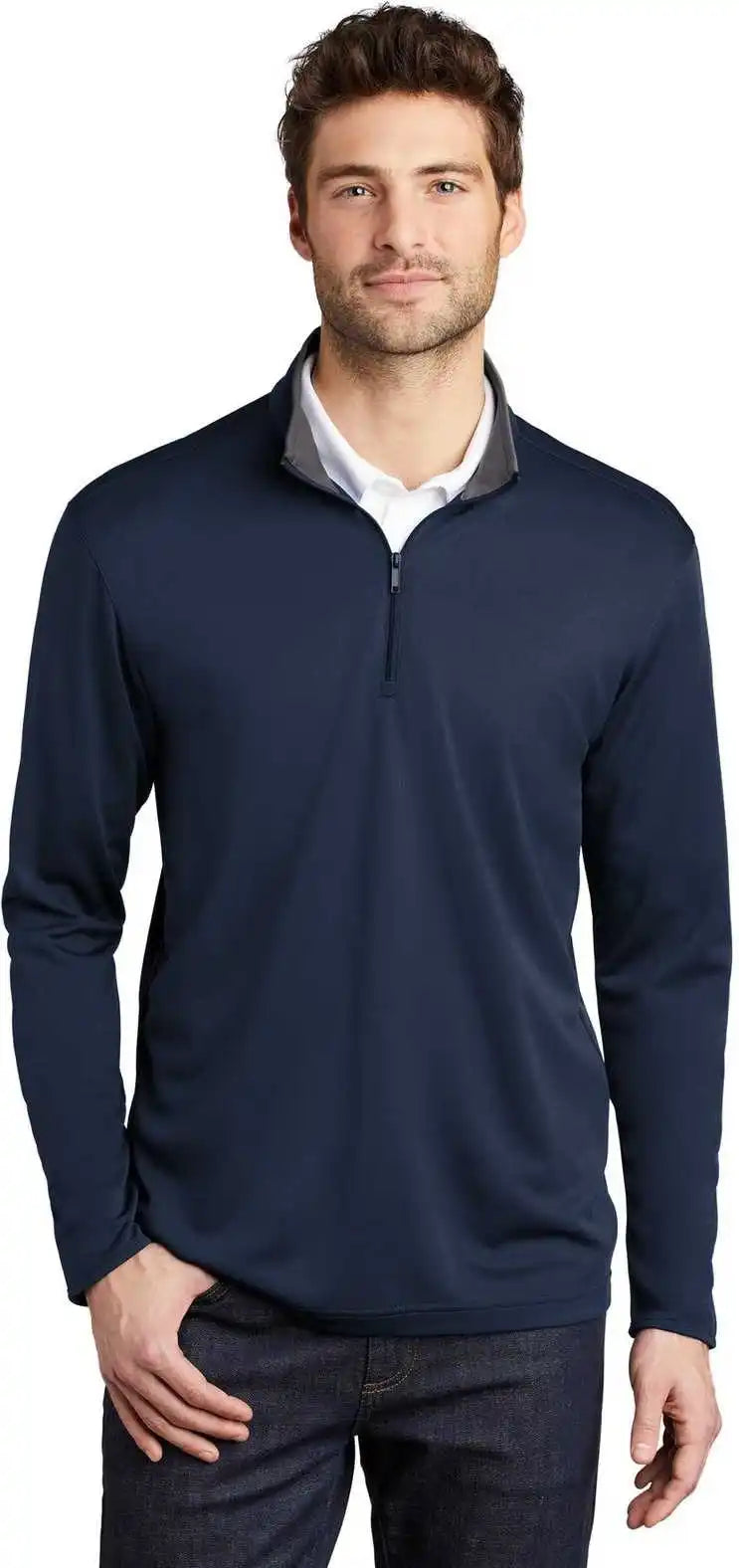 Port Authority K584 Silk Touch Performance 1/4-zip K584navy Steel Gray