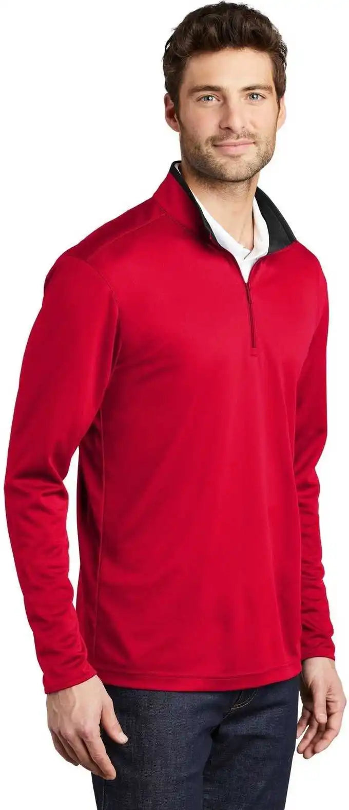 Port Authority K584 Silk Touch Performance 1/4-zip K584red Black