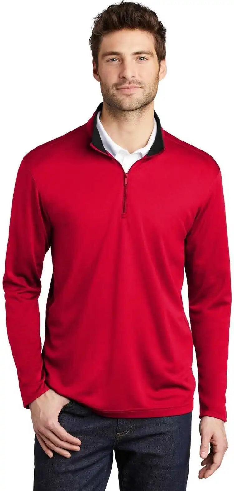 Port Authority K584 Silk Touch Performance 1/4-zip K584red Black