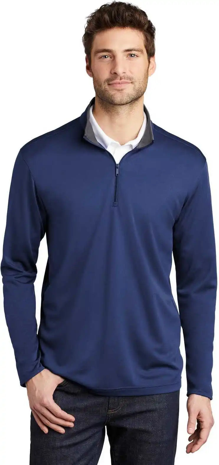 Port Authority K584 Silk Touch Performance 1/4-zip K584royal Steel Gray