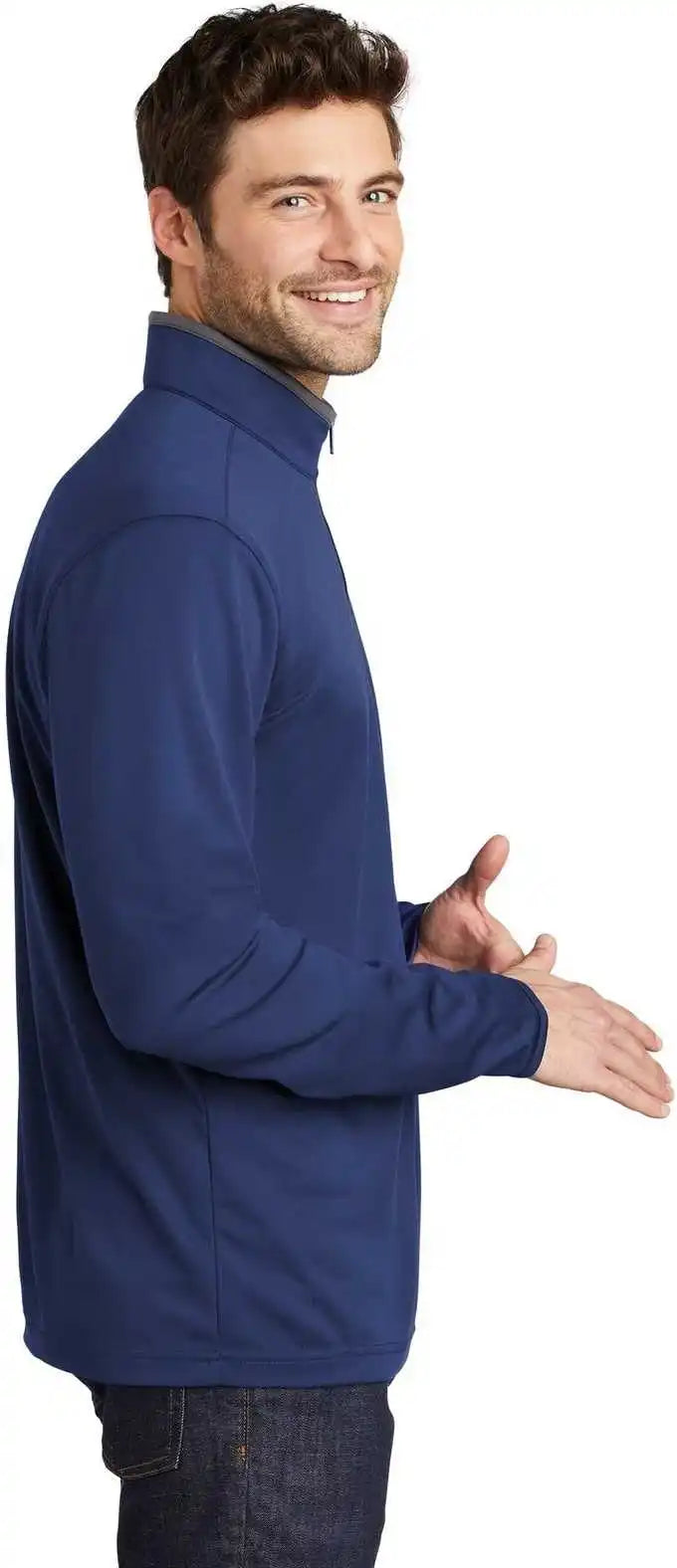 Port Authority K584 Silk Touch Performance 1/4-zip K584royal Steel Gray
