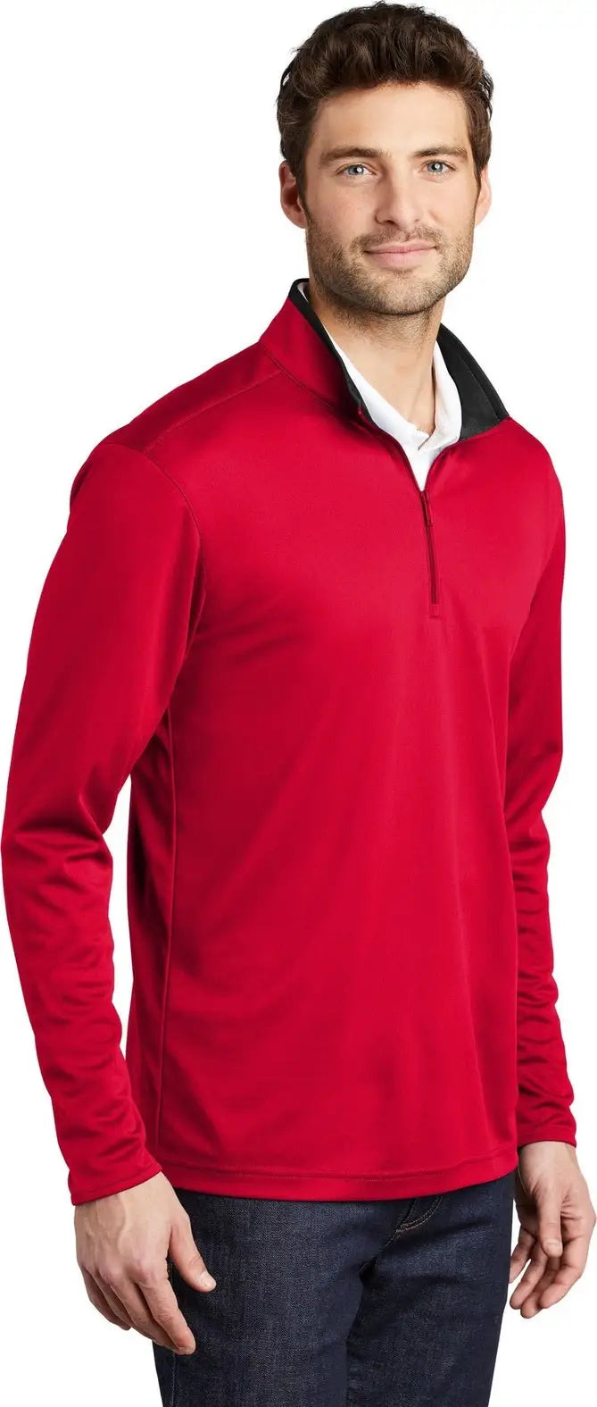 Port Authority K584 Silk Touch Performance 1/4-zip - Red Black
