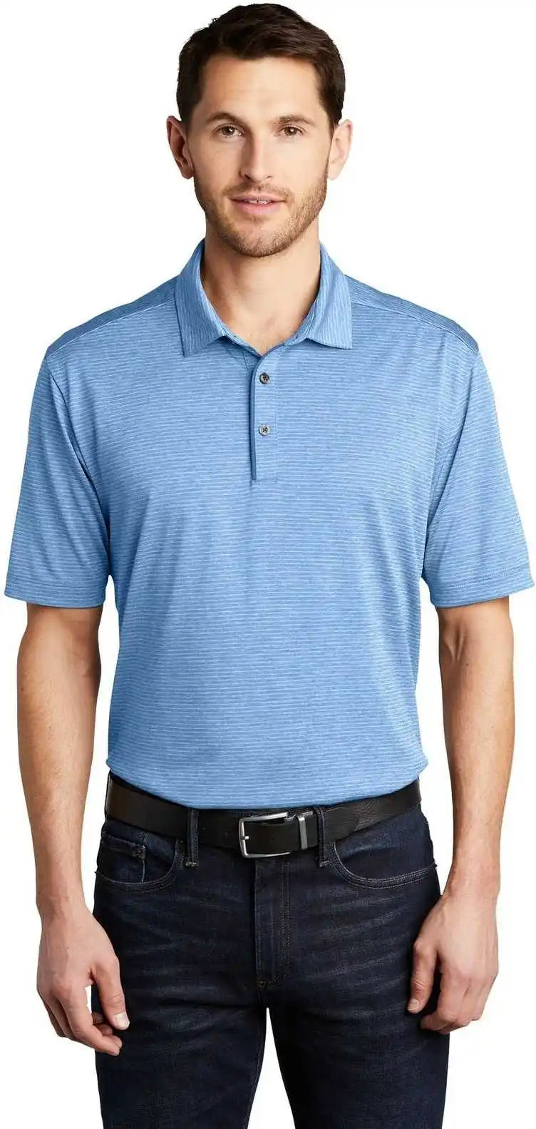 Port Authority K585 Shadow Stripe Polo Carolina Blue
