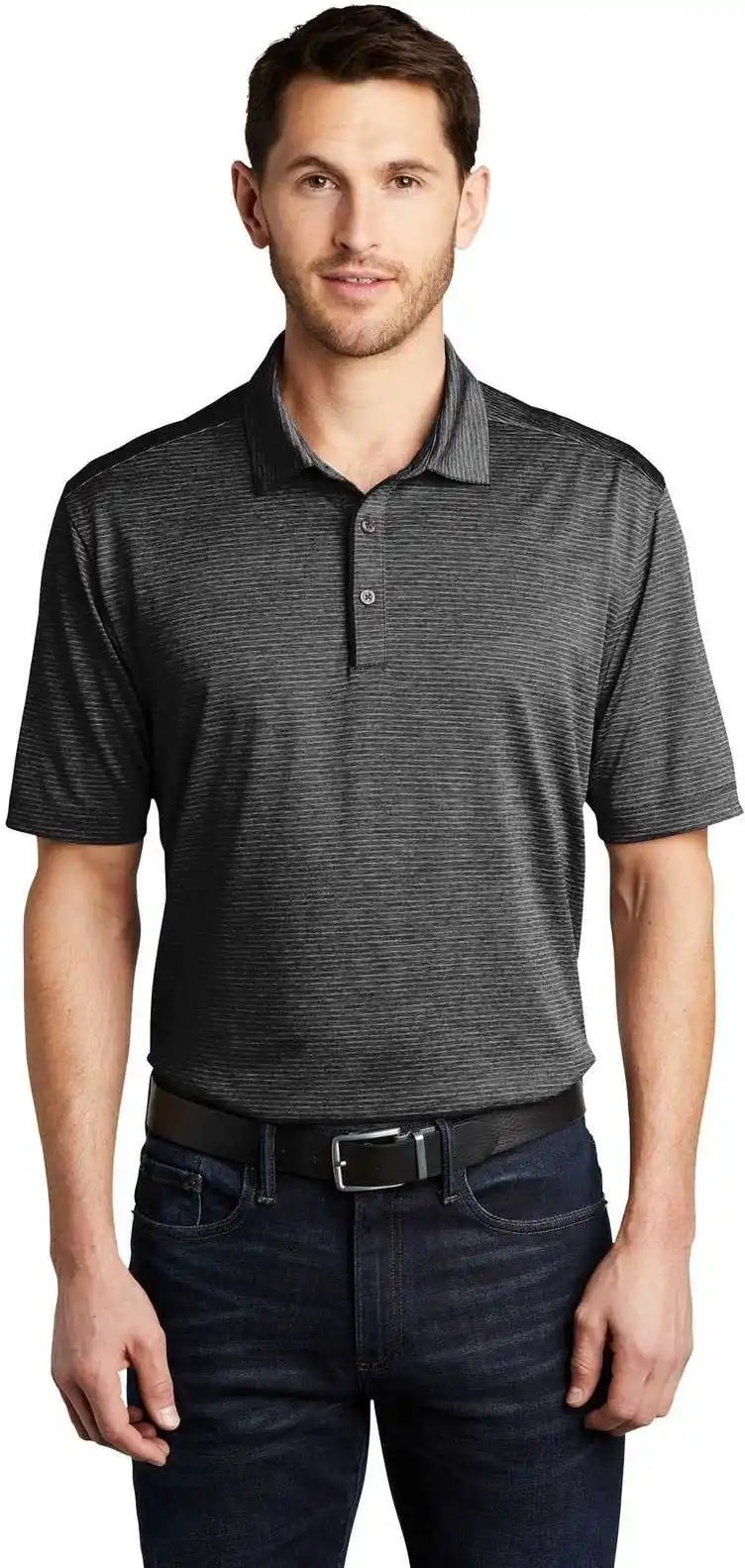Port Authority K585 Shadow Stripe Polo Deep Black