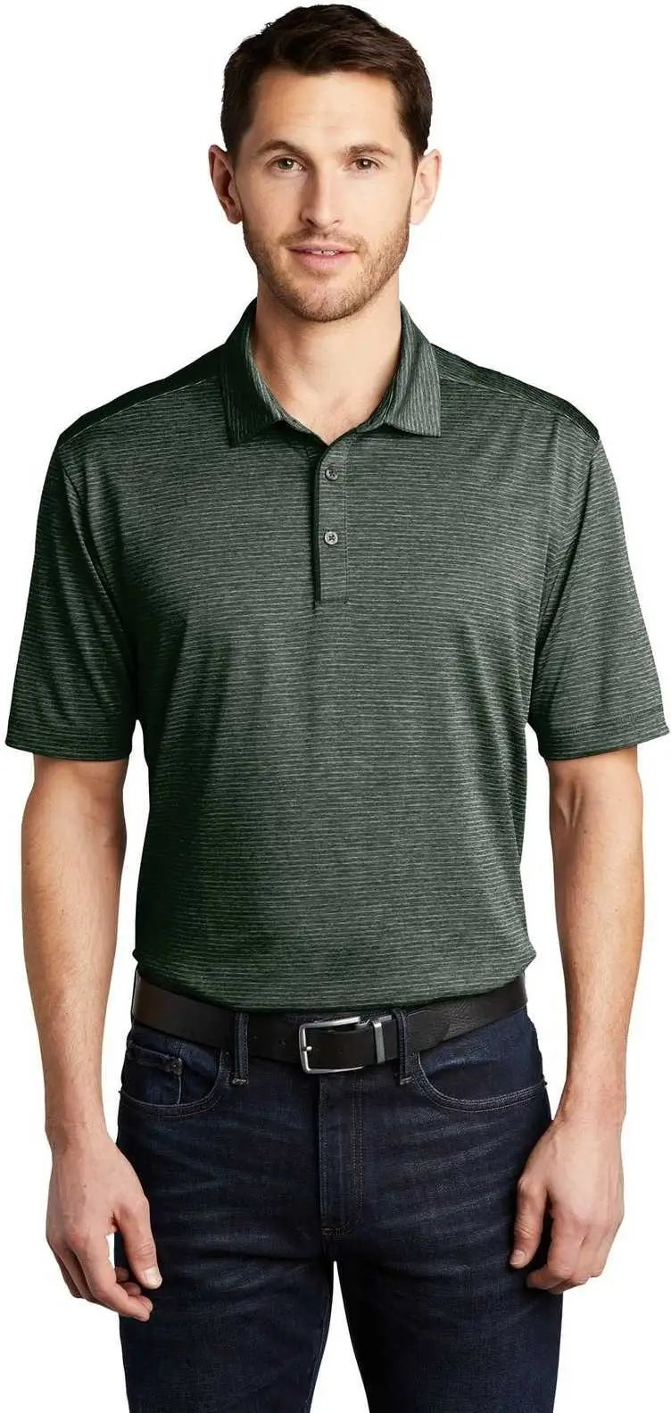 Port Authority K585 Shadow Stripe Polo - Deep Forest Green
